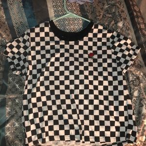 Checkered shirt with a rose